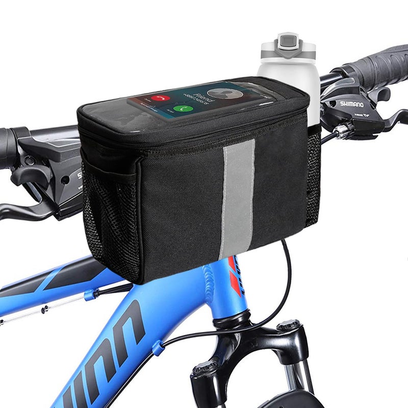 MATTISAM Bike Handlebar Bag - Front Basket with Bike Phone Mount, Bicycle Cooler Pouch Pack for Kids Girls Boys Men Women - Image 1